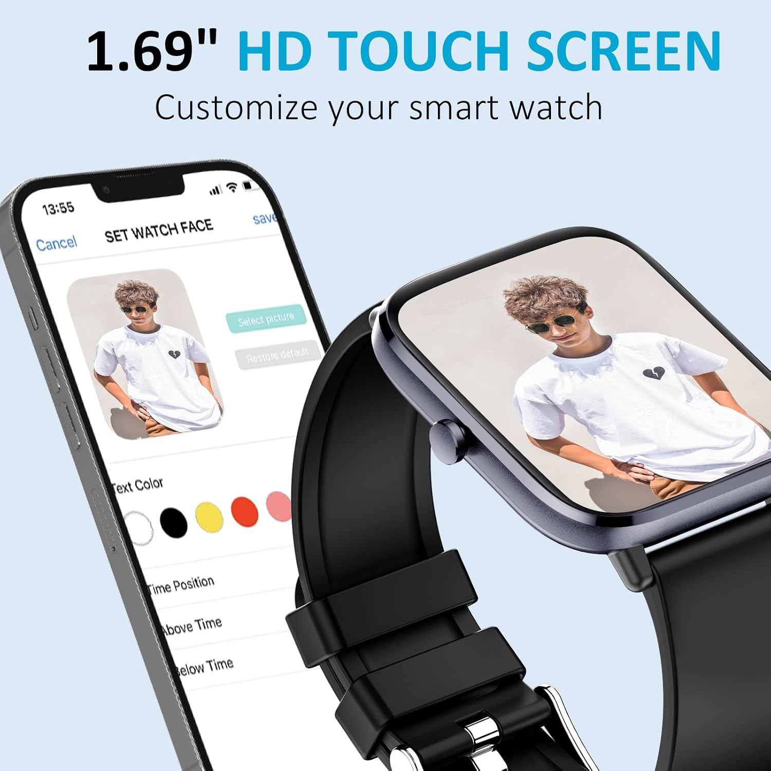 T45S ve bir telefonda kadran seçme ekranı